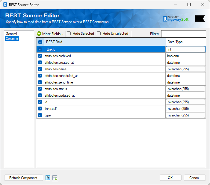 Klaviyo Rest Source component - Columns.png